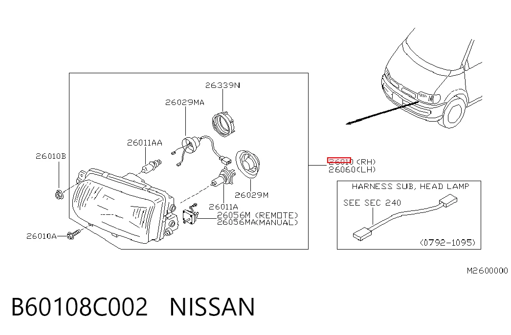 Luz derecha para Nissan Vanette Cargo C23