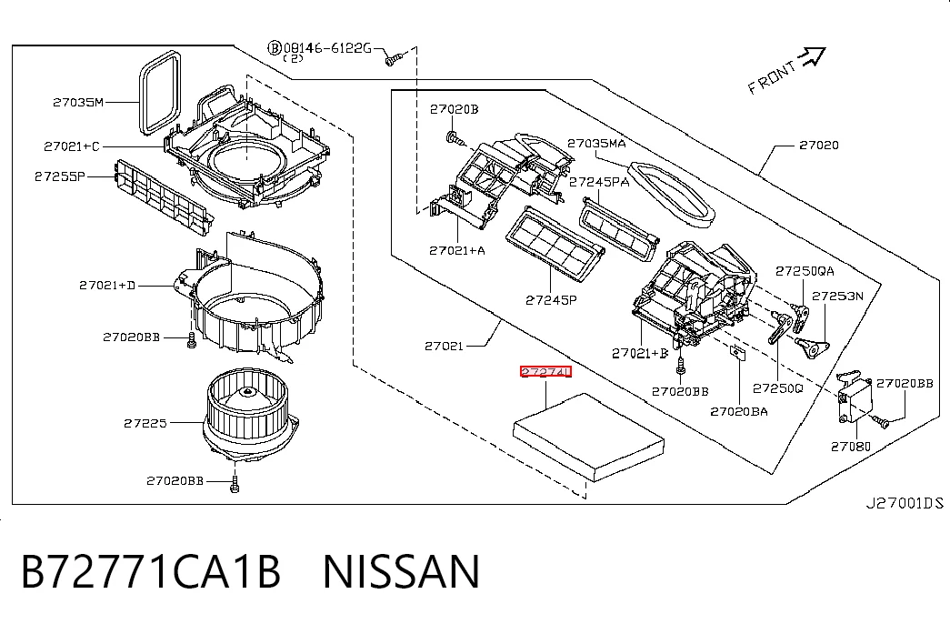 Filtro de habitáculo NISSAN B72771CA1B