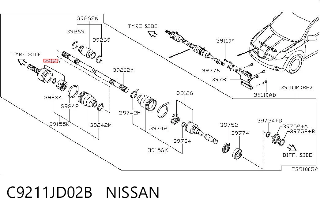 Junta homocinetica para Nissan Qashqai J10