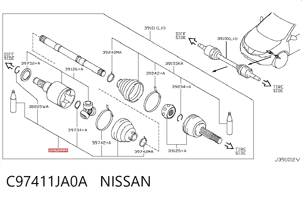 Fuelle transmisión delantero exterior Nissan Murano SUV (Z51) (2008 - 2014) precio, desde 34,71 EUR