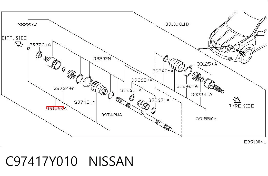 Comprar Fuelle de semieje delantero interior Nissan Qashqai II J11