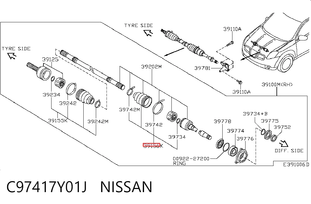  Fuelle de semieje delantero interior Nissan Qashqai 2