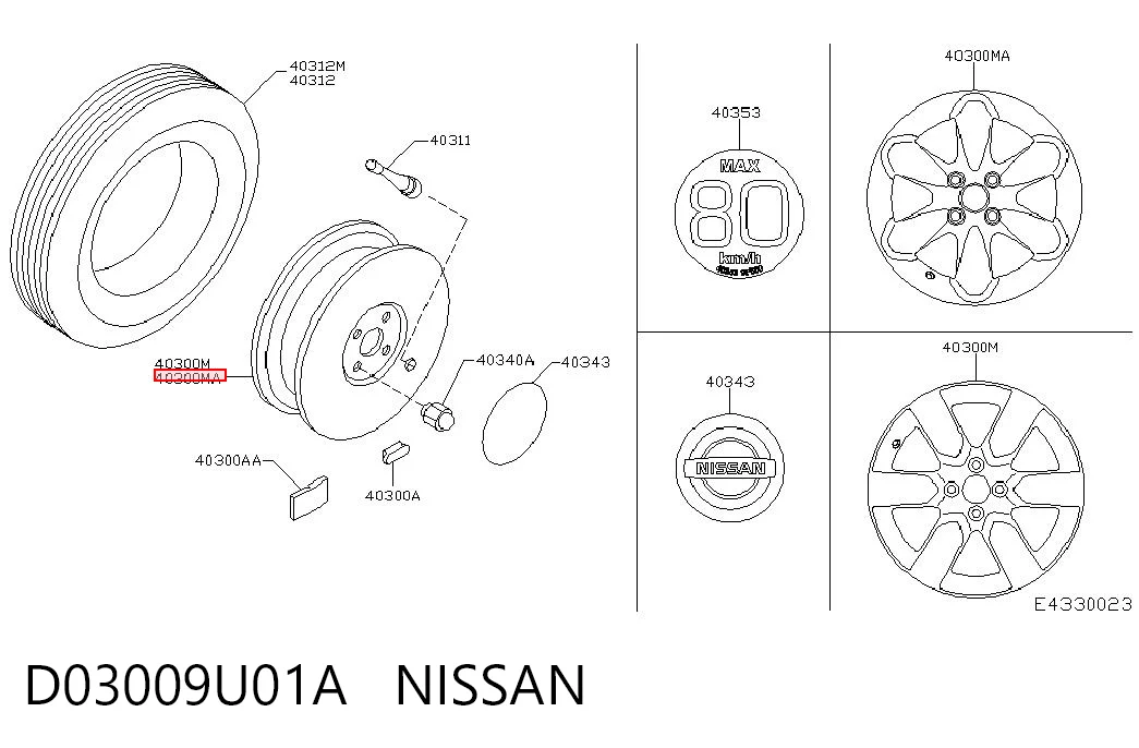 Llantas de aleación NISSAN D03009U01A