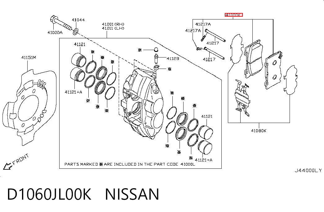D1060JL00K Nissan/Infiniti Pastillas delanteras