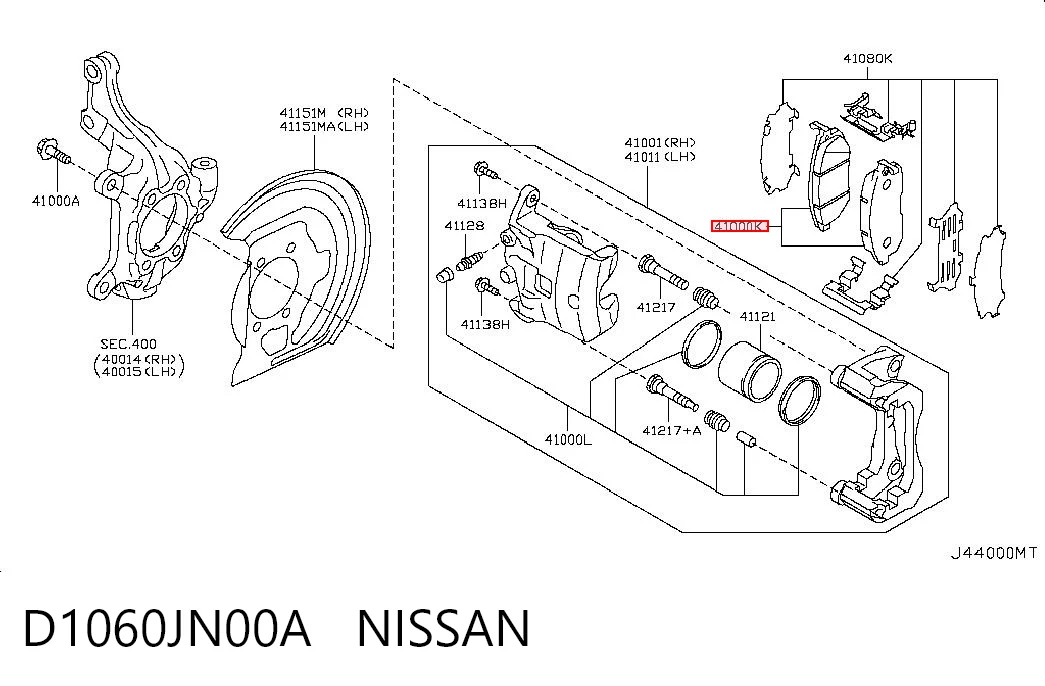 D1060JN00A Nissan/Infiniti Pastillas delanteras