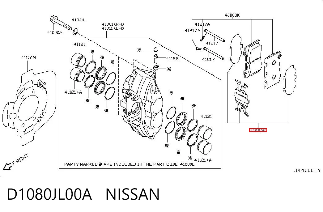 D1080JL00A Nissan/Infiniti Chapa antirruido de fijación de la pastilla de freno delantera