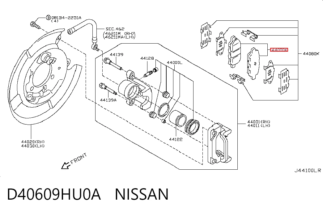 Pastillas de freno traseras de disco NISSAN D40609HU0A