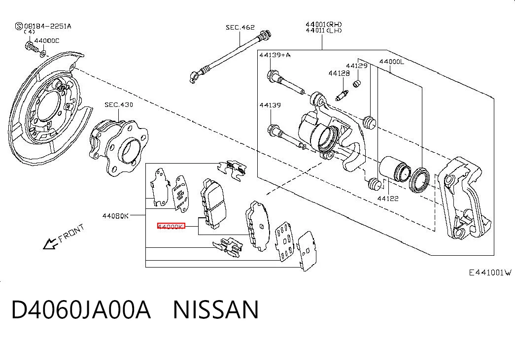 Pastillas de freno traseras de disco NISSAN D4060JA00A