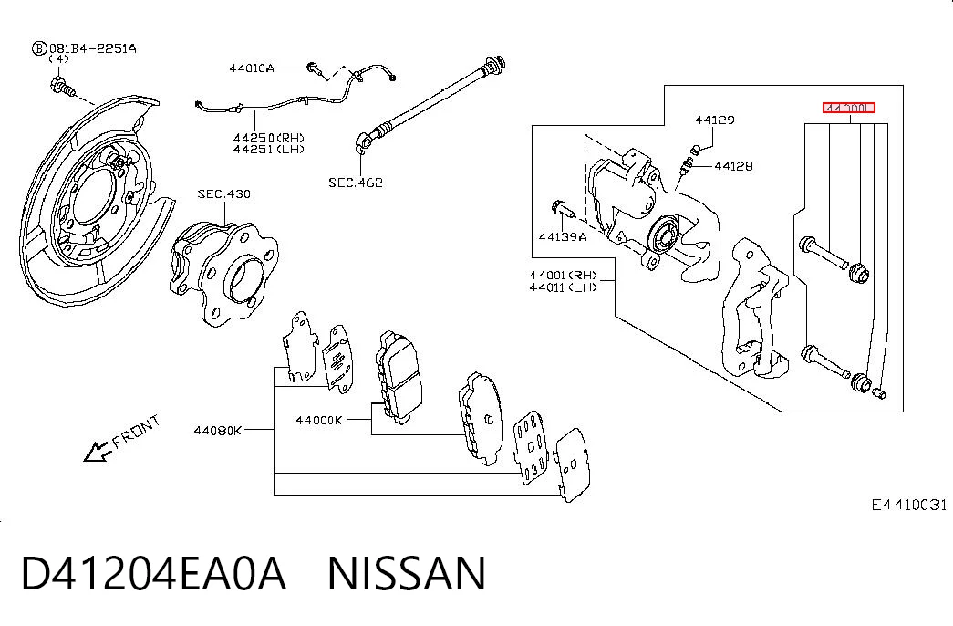 Kit de reparación de pinzas Nissan Qashqai II (2013-2021)