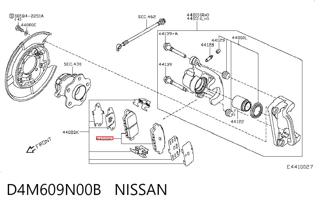 D4M609N00B Nissan/Infiniti Pastillas freno traseras