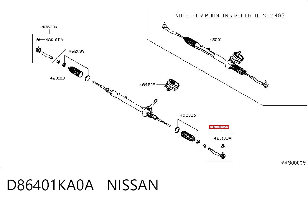 D86401KA0A Nissan/Infiniti Rótula de dirección