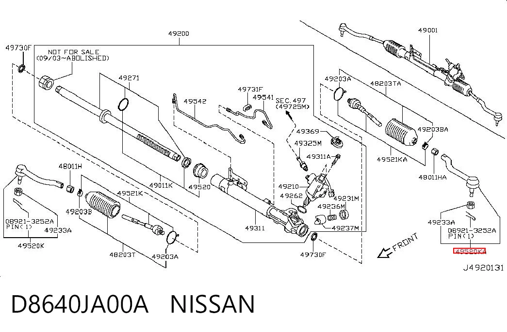 D8640JA00A Nissan/Infiniti Rótula de dirección