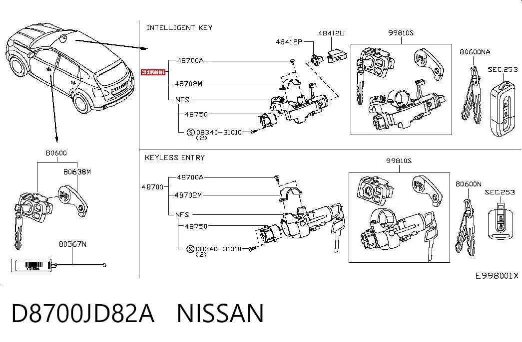 Comprar Cerradura de encendido Nissan Qashqai J10 a bajo precio