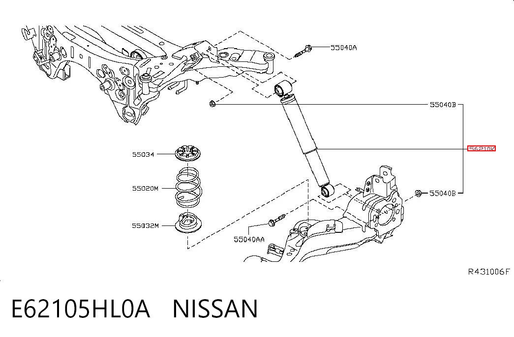 Amortiguador trasero E62105HL0A NISSAN