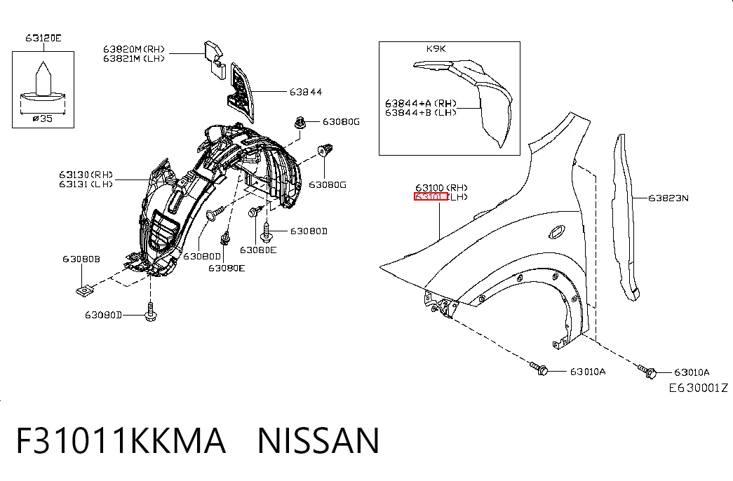 Aleta delantera izquierda Nissan JUKE JPN hatchback (F15) (2010 - 2019) precio, desde 86,78 EUR