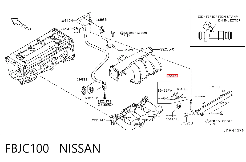 FBJC100 Nissan/Infiniti Inyector de combustible