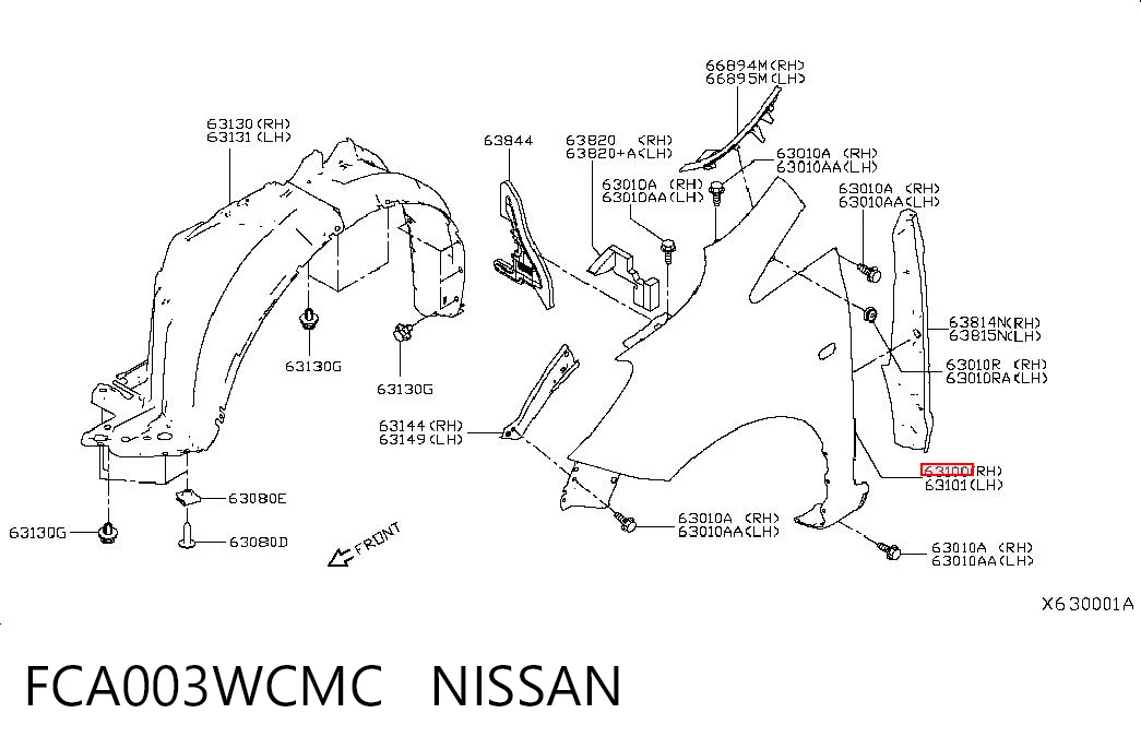 Aleta delantera derecha FCA003WCMC NISSAN