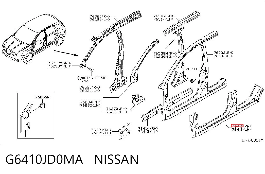Chapa de acceso derecha Nissan Qashqai (2007-2014)