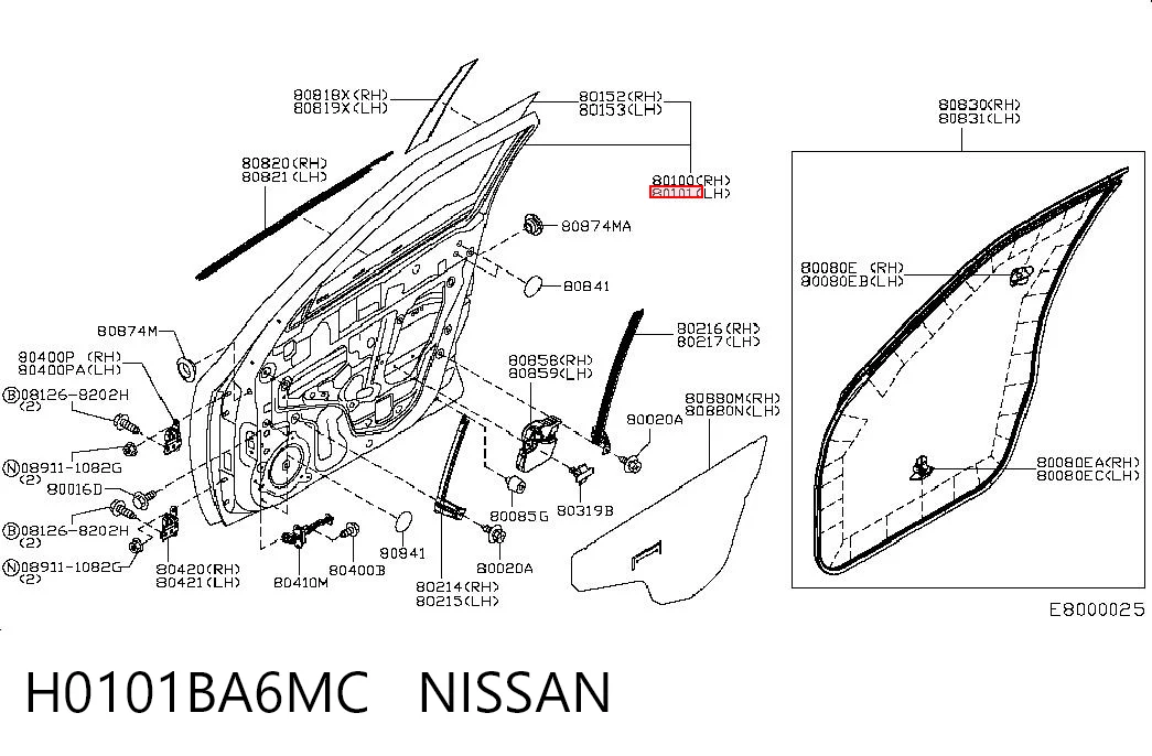 Puerta delantera para Nissan JUKE NMUK F15E