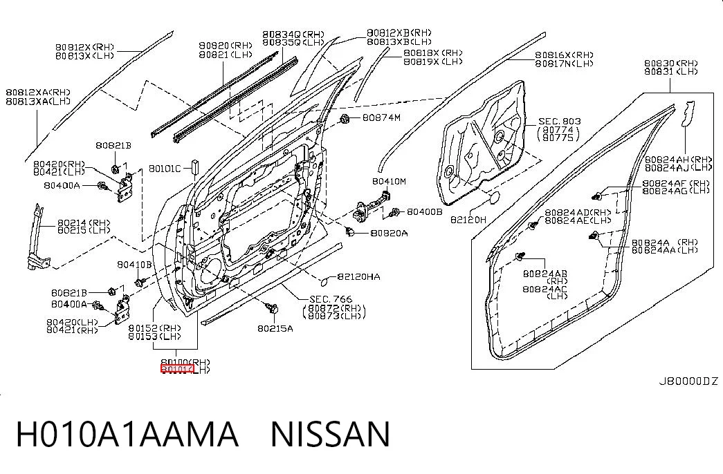 Puerta delantera para Nissan Murano  Z51