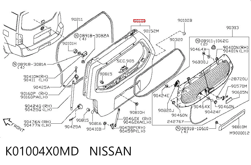 Porton trasero para Nissan Pathfinder  R51M