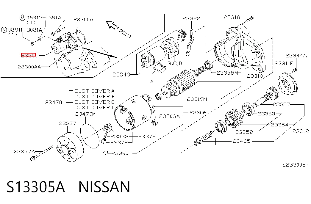 Motor de arranque S13305A NISSAN