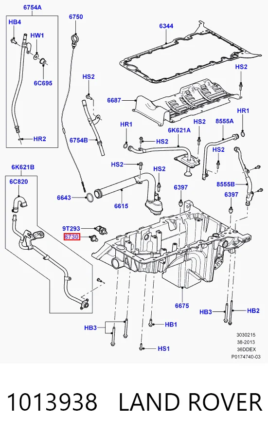1013938 Land Rover Tapón del cárter de aceite