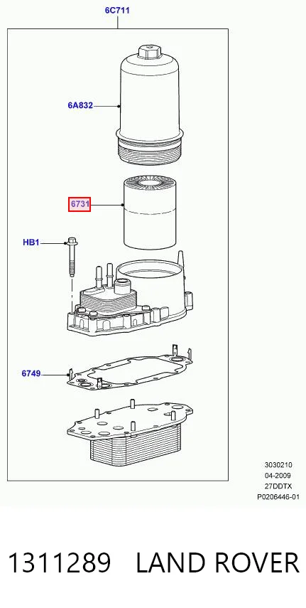 1311289 Land Rover Filtro aceite