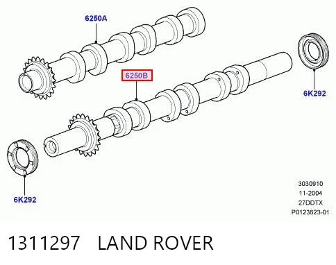 1311297 Land Rover Árbol de levas de escape derecho