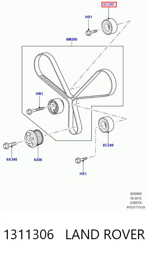 1311306 Land Rover Polea tensora intermedio de correa dentada