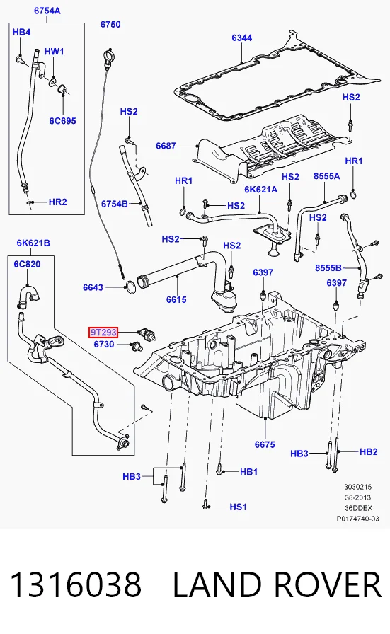 Sensor de temperatura de aceite del motor 1316038 LAND ROVER