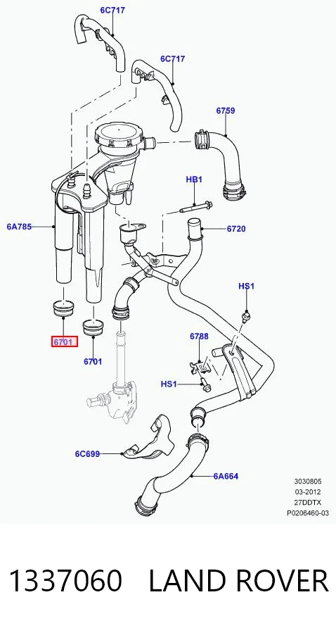 1337060 Land Rover Anillo de sellado del separador de gases del cárter