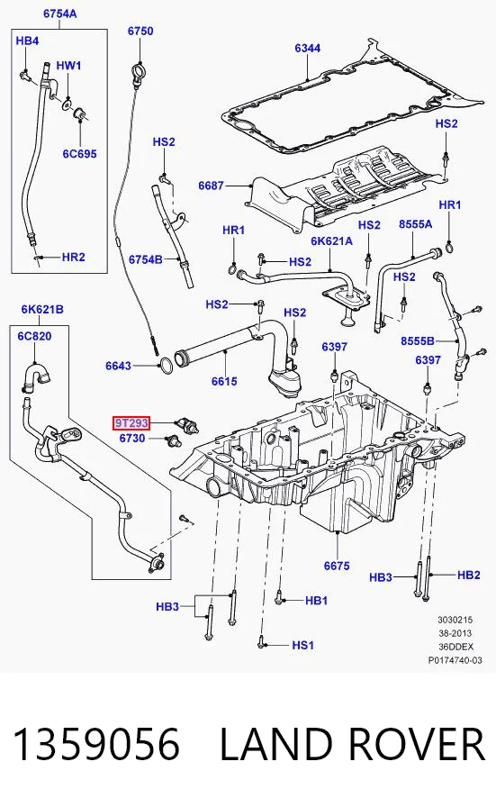 1359056 Land Rover Sensor de temperatura de aceite del motor