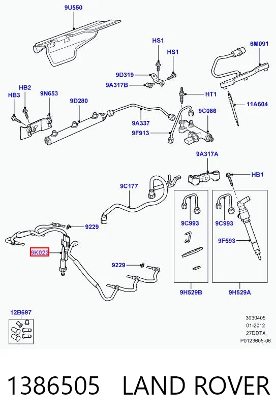 1386505 Land Rover Tubo flexible, combustible de fuga 