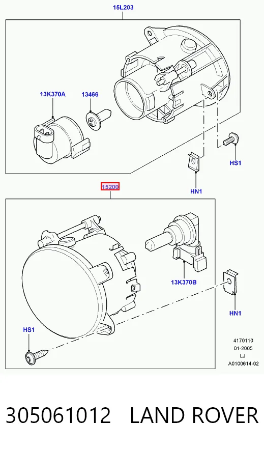 Faro antiniebla derecho 305061012 LAND ROVER
