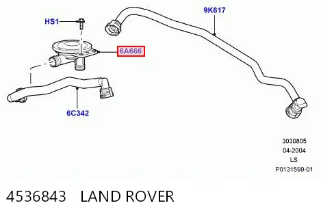 Válvula de ventilación del cárter para Land Rover Discovery III LR3