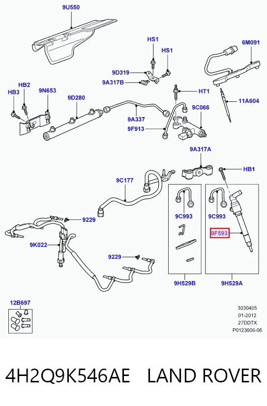 4H2Q9K546AE Land Rover Inyector de combustible