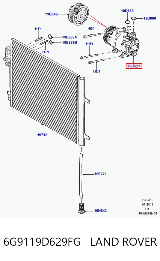 6G9119D629FG Land Rover Compresor climatizador