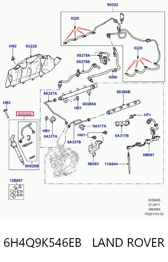 6H4Q9K546EB Land Rover Inyector de combustible