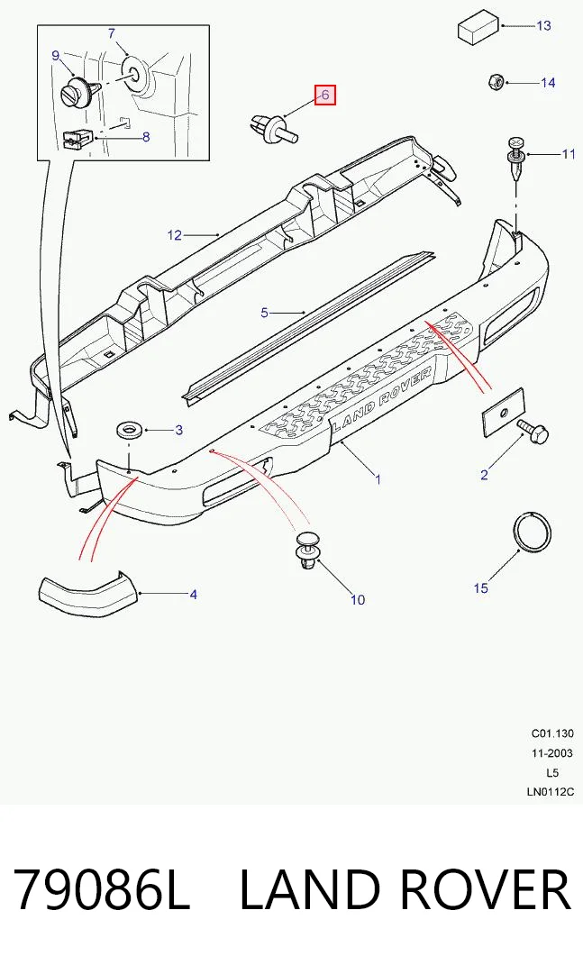 79086L Land Rover Clip de fijación de moldura de parabrisas