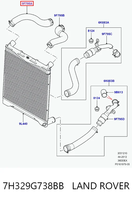 Manguera del intercooler 7H329G738BB LAND ROVER
