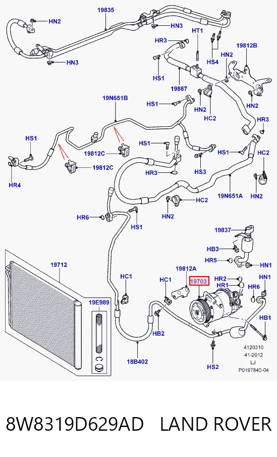8W8319D629AD Land Rover Compresor climatizador