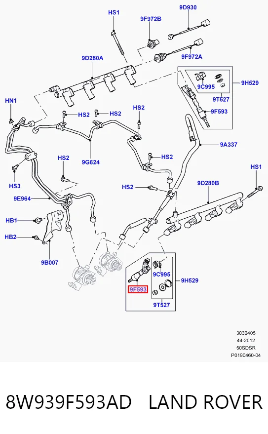 8W939F593AD Land Rover Inyector de combustible