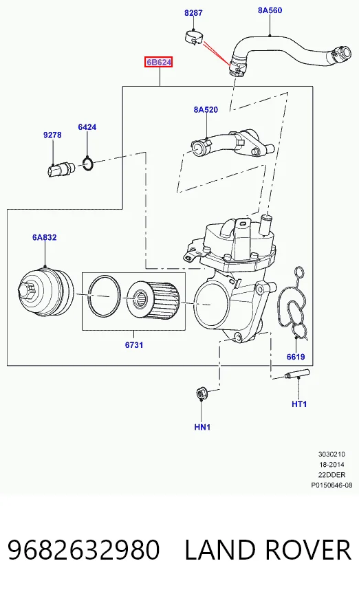 9682632980 Land Rover Portafiltro de aceite