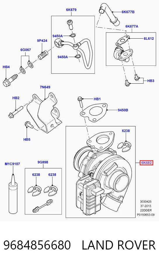 9684856680 Land Rover Turbo para motor
