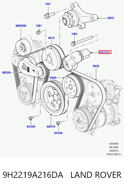  Tensor de correa de alternador Land Rover Range Rover 