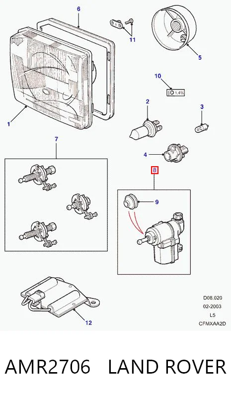 Motor regulador de faros AMR2706 LAND ROVER