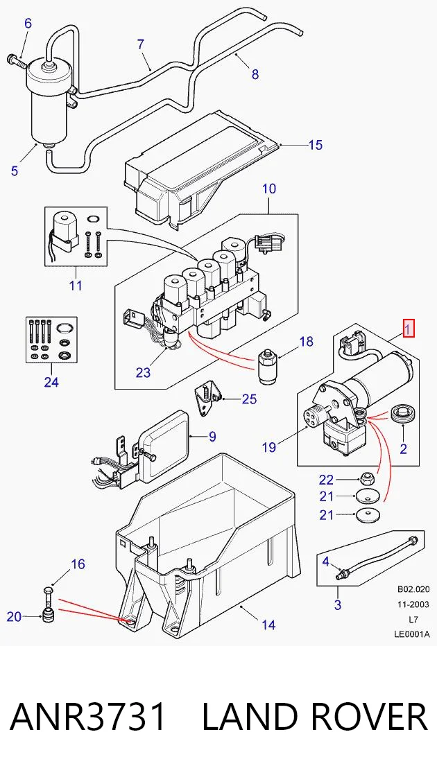 Compresor de suspensión neumática ANR3731 LAND ROVER