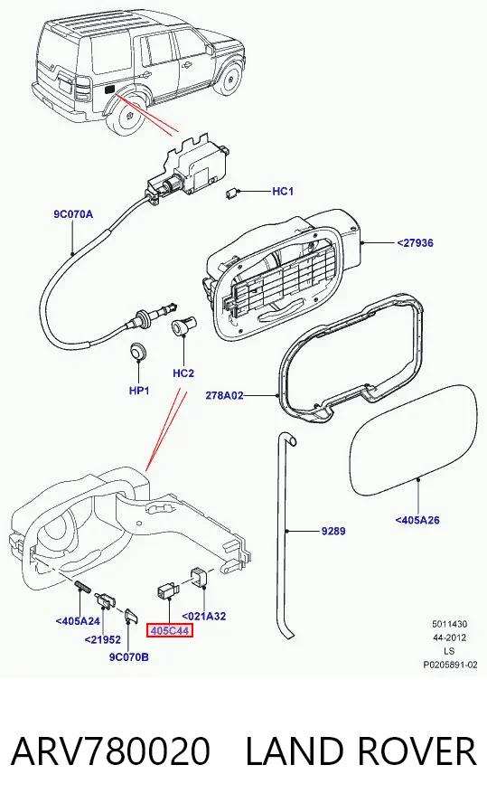 ARV780020 Land Rover Pestillo de tapa de combustible