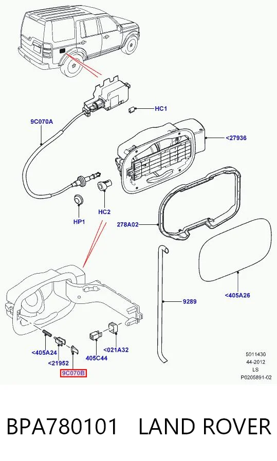 BPA780101 Land Rover Cerradura de la tapa del depósito de combustible